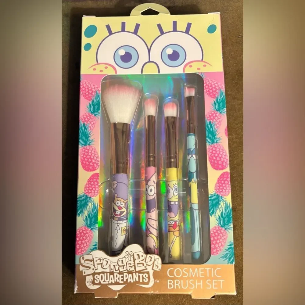 New SpongeBob Makeup Brushes 4 Piece Set